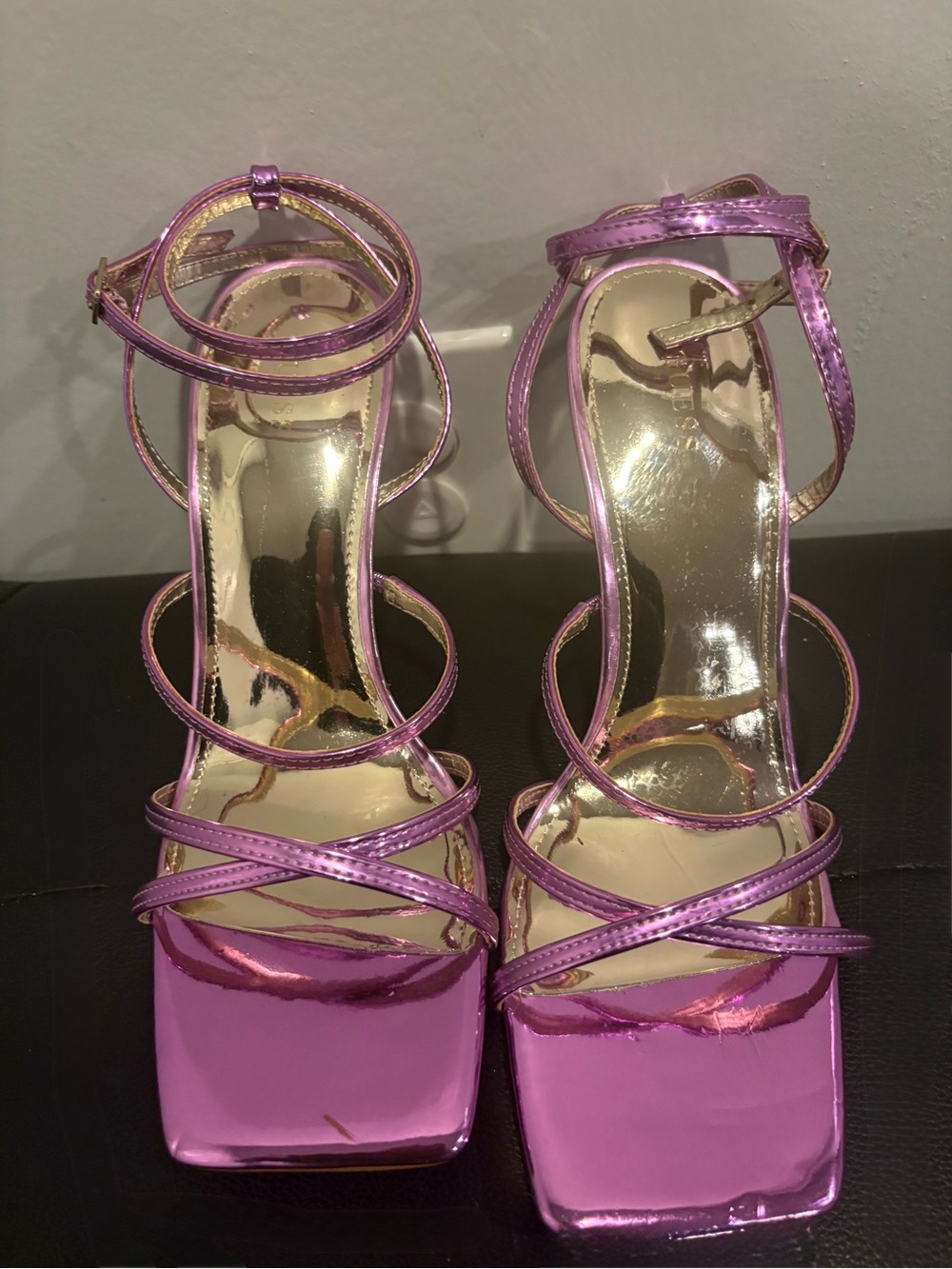 Metallic Purple Strappy Women's Heeled Sandals